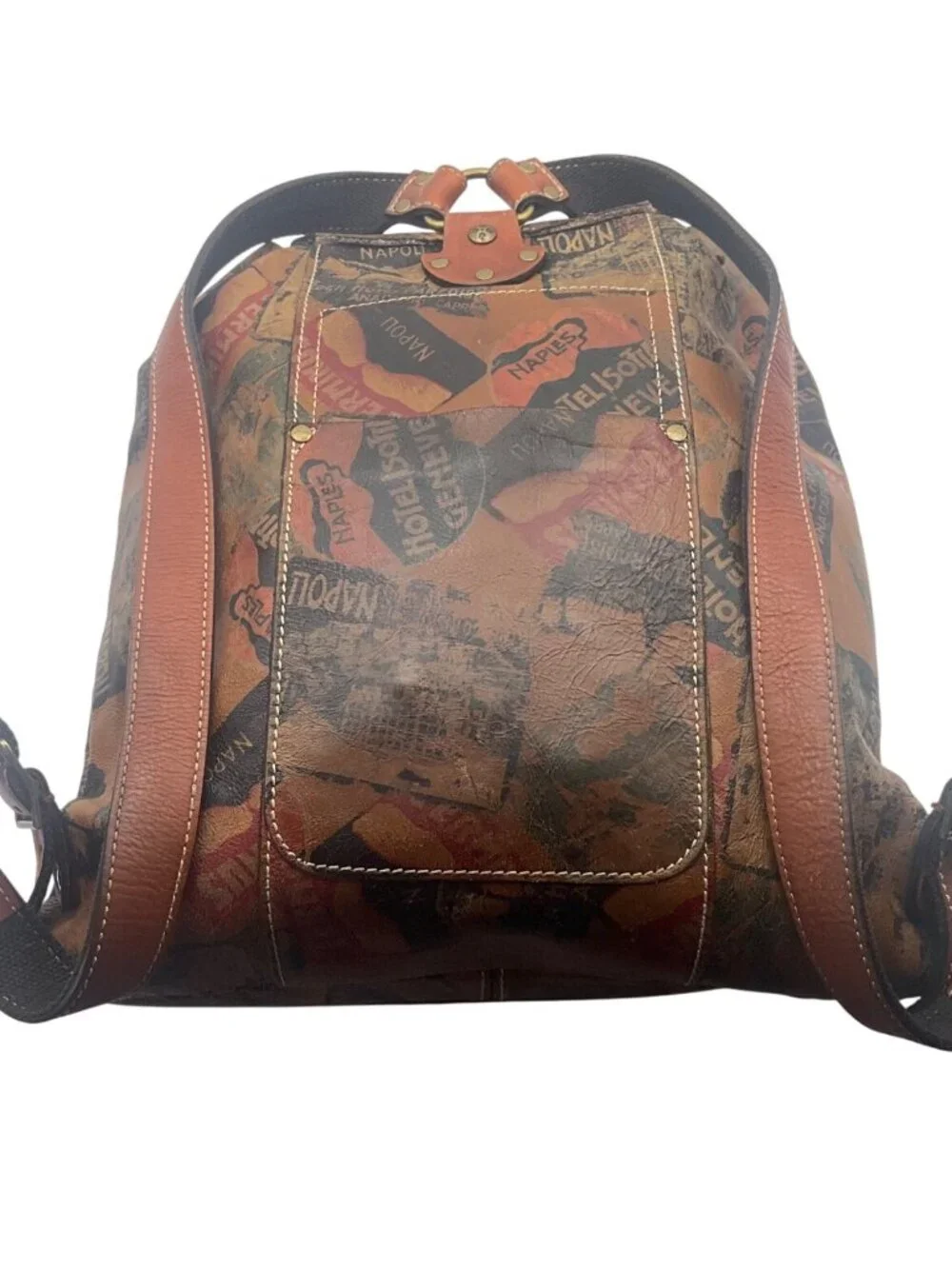 Patricia Nash Atrani Leather Travel Print Bucket Backpack Retro Patina Boho